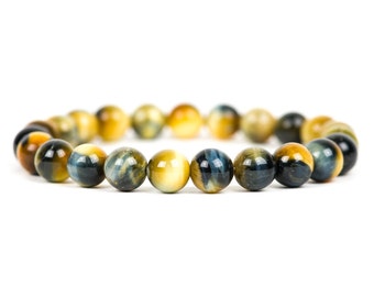 Honey Blue Tigers Eye Bracelet, Genuine Gemstone Healing Bracelet, Gemstone Bracelet, Handmade Jewelry, Gemstone Jewelry