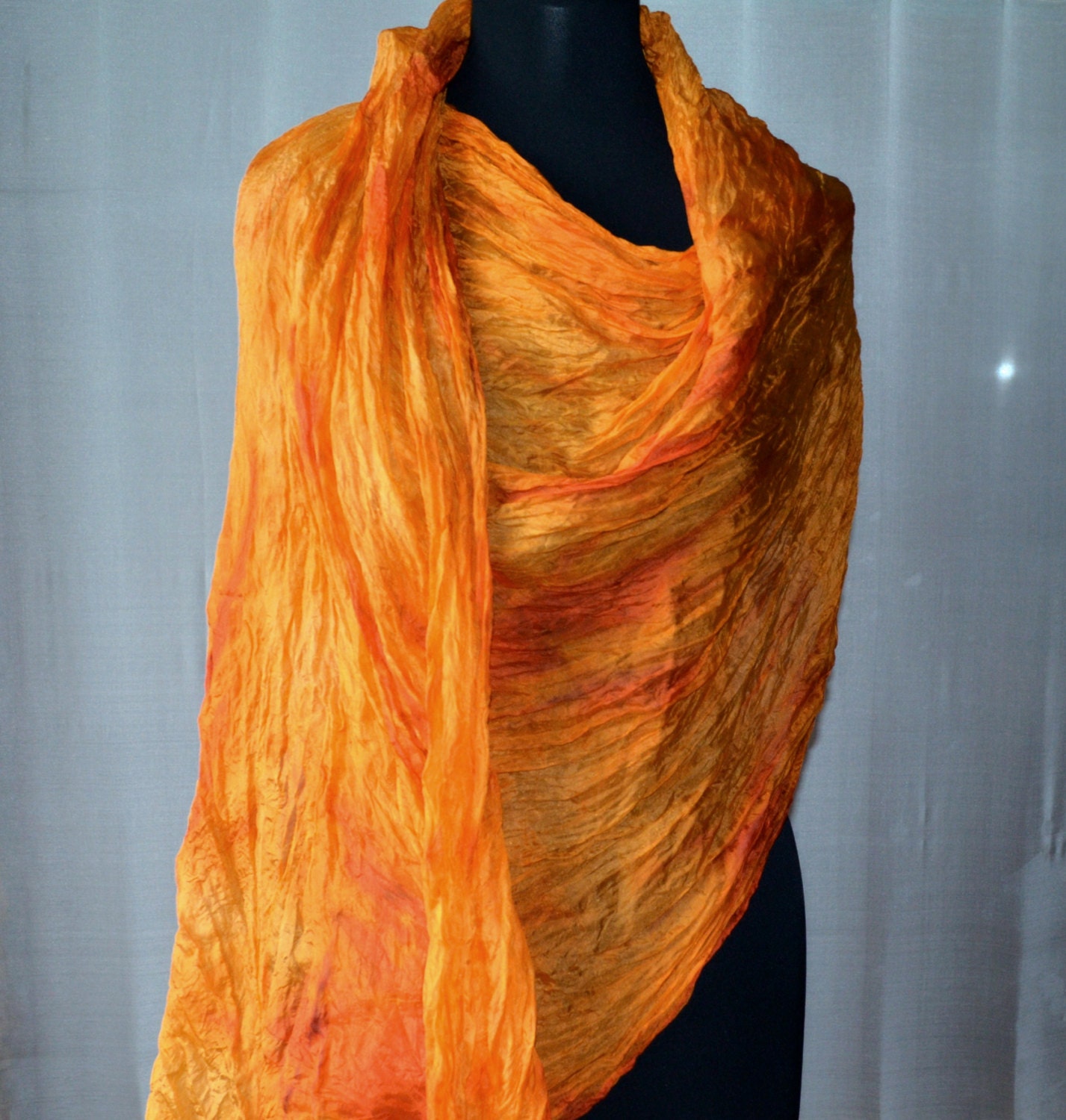 Scarf orange Silk Scarf scarf hand painted silk by batikelena