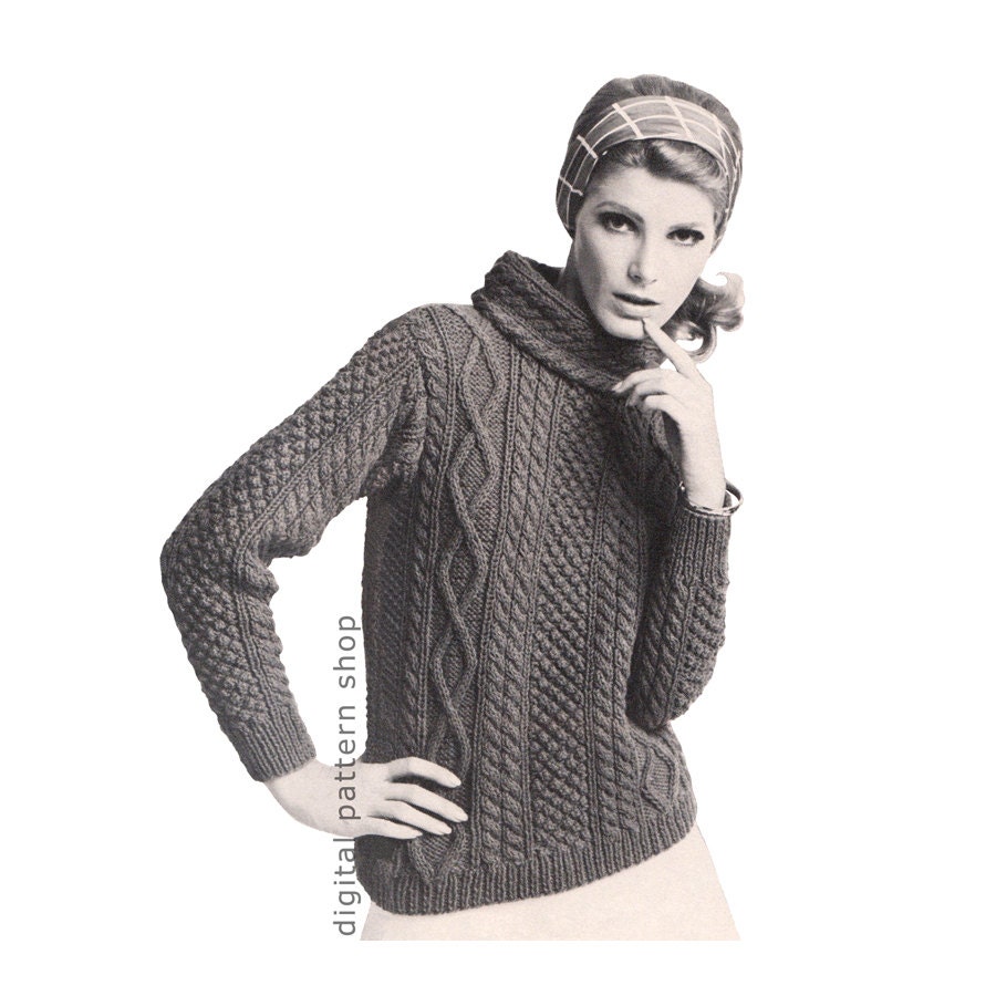 Knit Aran Sweater Pattern Womens Pullover Sweater Knitting