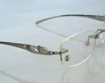 PANTHERE Eyeglass Frame Silver Rimless Glasses. For Men & Women. Clear Lens, for your PX.