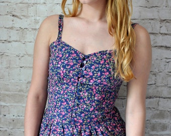 1990s Vintage Romantic Floral Print Rara Dress