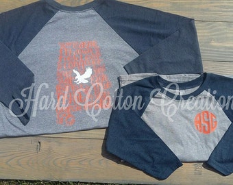Front and Back design...Next Level Raglan Auburn football Fight song shirt
