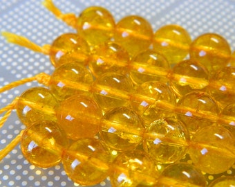 Deep Yellow Citrine Beads - Citrine Beads - Natural Citrine Gemstone Beads - Wealth Beads - 8" Bead Strand About 23pcs/strand 8mm 19pcs/10mm