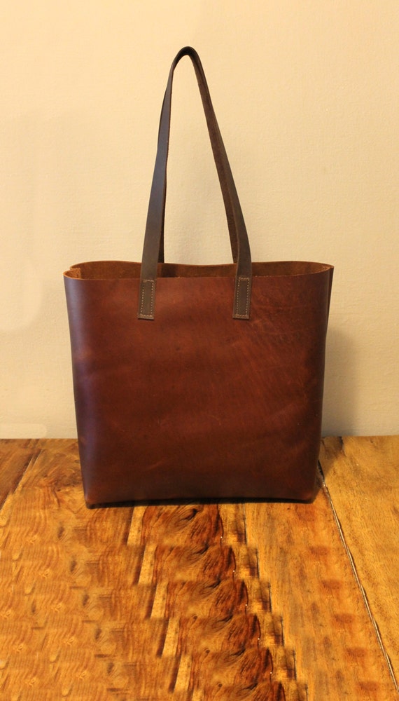 Sale Vintage brown leather tote bag large leather hanbag