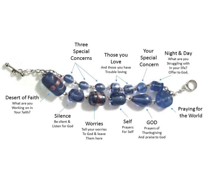 Blue Serenity Prayer Bracelet, Two Tier Prayer Bracelet, Religious Gift Set, Serenity Jewelry, Christian Bracelet, Catholic jewelry