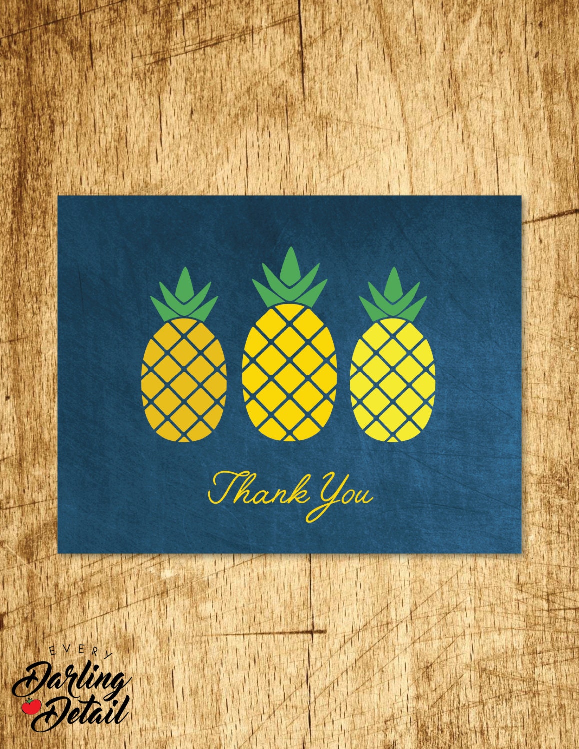 Pineapple Thank You Card Three Luau Pineapples Fruit