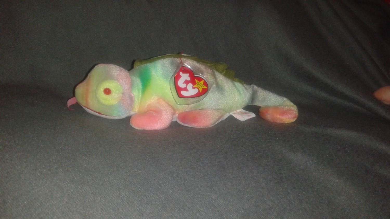 IGGY IGUANA Ty Original Beanie Baby Spines Tongue rare retired