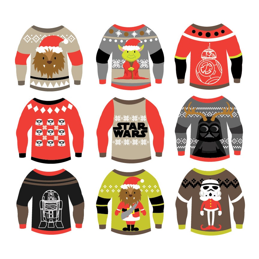 Download Star Wars Christmas Ugly Sweaters Clipart & Vector Set