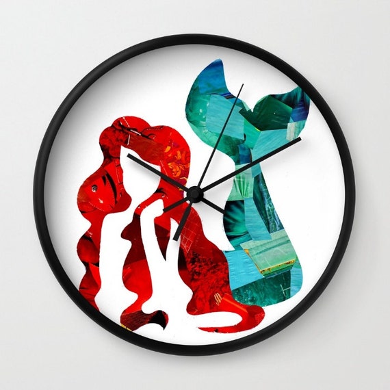 Mermaid wall clock Mermaid nursery decor decorative clock
