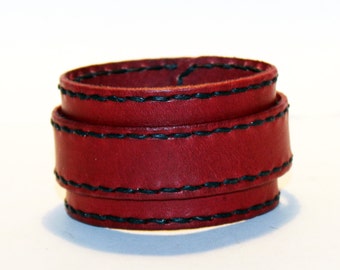 Red Leather Cuff Bracelet! Nice gift for women! Made in Latvia! Unique item! Best gift! Handmade leather cuff! Best quality!