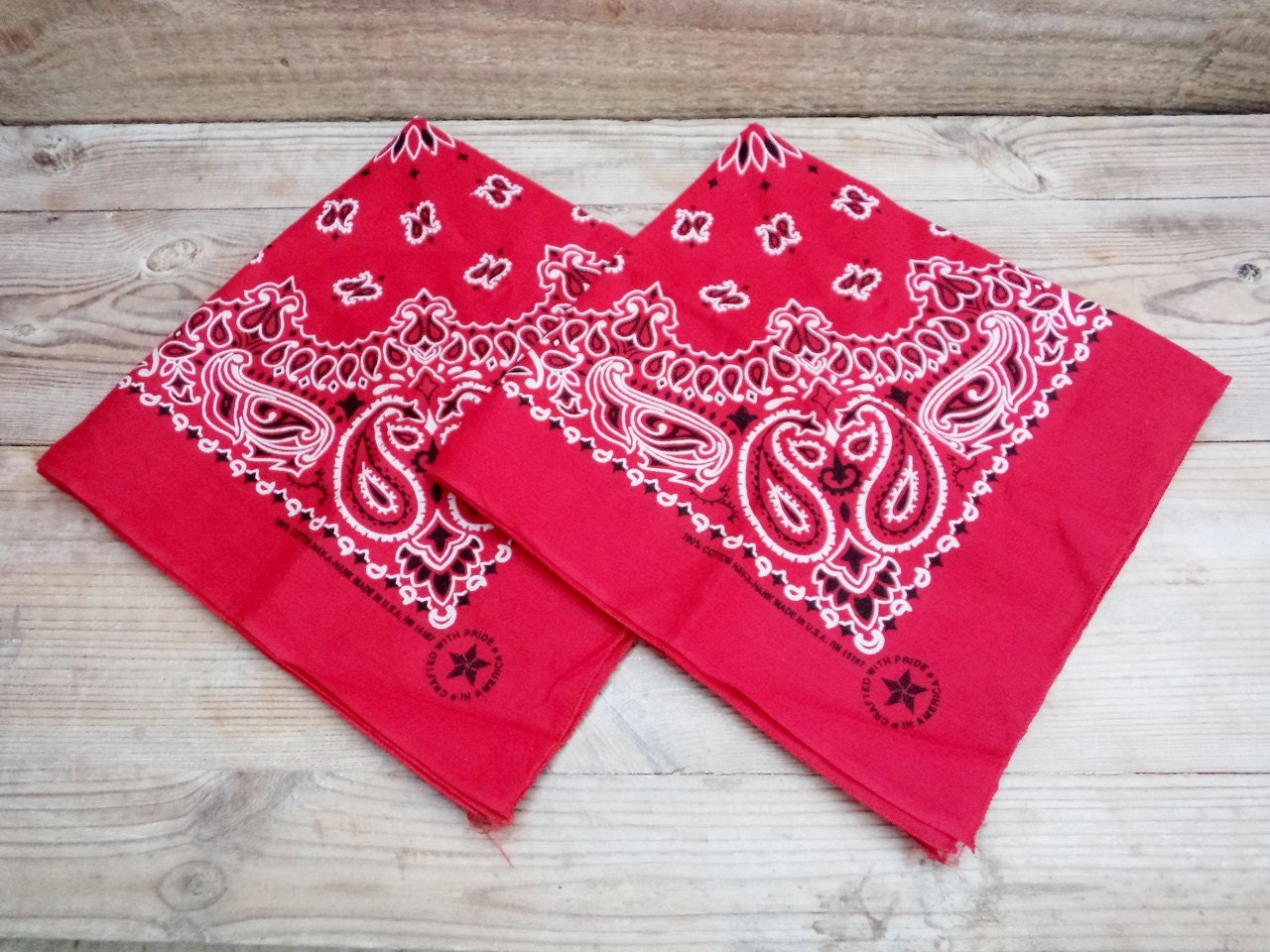 Set of two Red Bandana made in USA 100 Cotton HavAHank