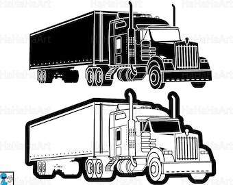 Truck 18 Wheeler Monogram - Clipart / Cutting Files Svg Pdf Png Jpg Eps Dxf Digital Graphic Design Instant Download Commercial Use (00998c)