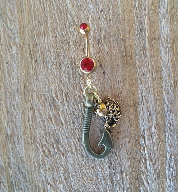 Fishing Hook Belly Button Ring Navel Ring by TheCharmedBelly