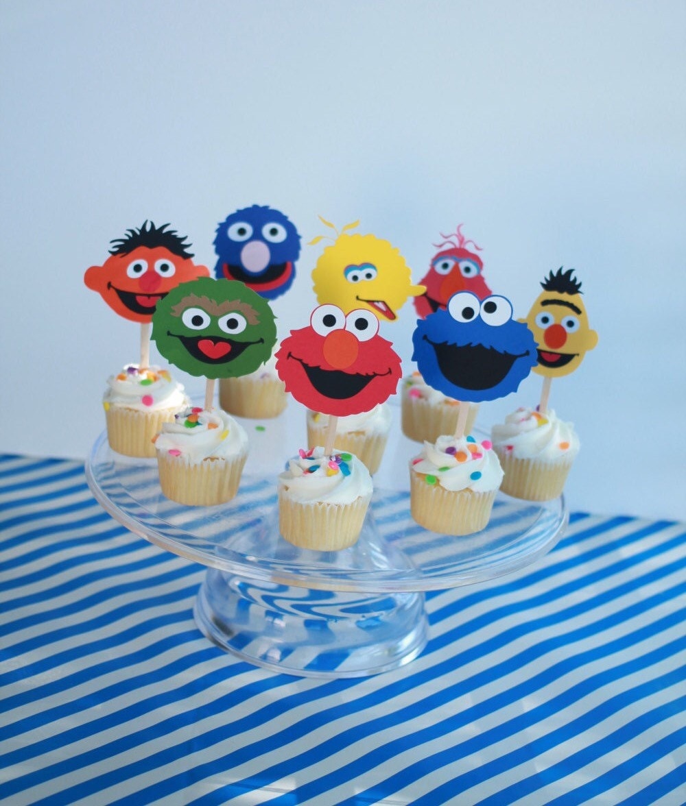 Sesame Street cupcake toppers Sesame Street birthday cupcake