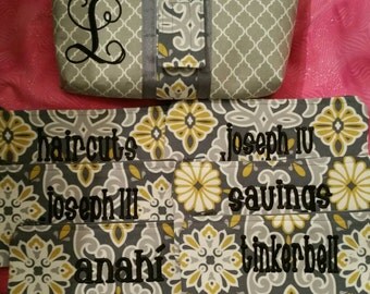 Cash envelope system pouch with 6 envelopes