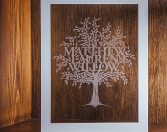 Glass Etched Family Tree