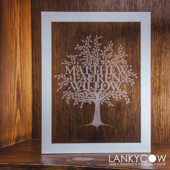 Glass Etched Family Tree