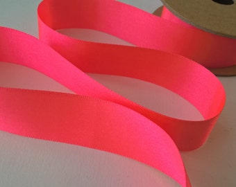 25mm Neon Pink Double Sided Satin Ribbon