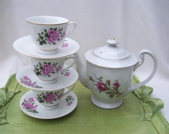 Pink Roses Teacup and Saucer