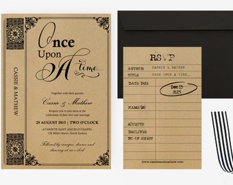 DIY Word Template Wedding Invitation Stationary Set | Editable Word Template | Instant Download | DIY You print | Vintage Story book