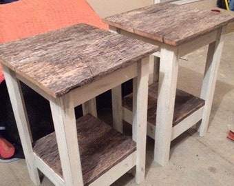 Reclaimed Barnwood Night Stains End Tables Distressed White Set Of 2