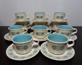 Vintage Taylorstone "Kristina" Cups and Saucers Set of 22 - Taylor Smith and Taylor - Mid Century Modern