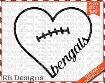 Bengals Football Love SVG DXF EPS Cutting Machine Files Silhouette Cameo Cricut Bengals Vinyl Cut File Valentine Vector svg file