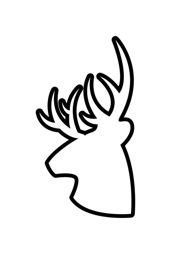 Deer Antler Outline Decal Sticker Di Cut Decal