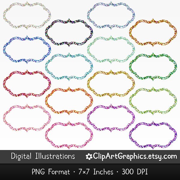 Frame Clip Art digital glitter frame clipart by ClipArtGraphics