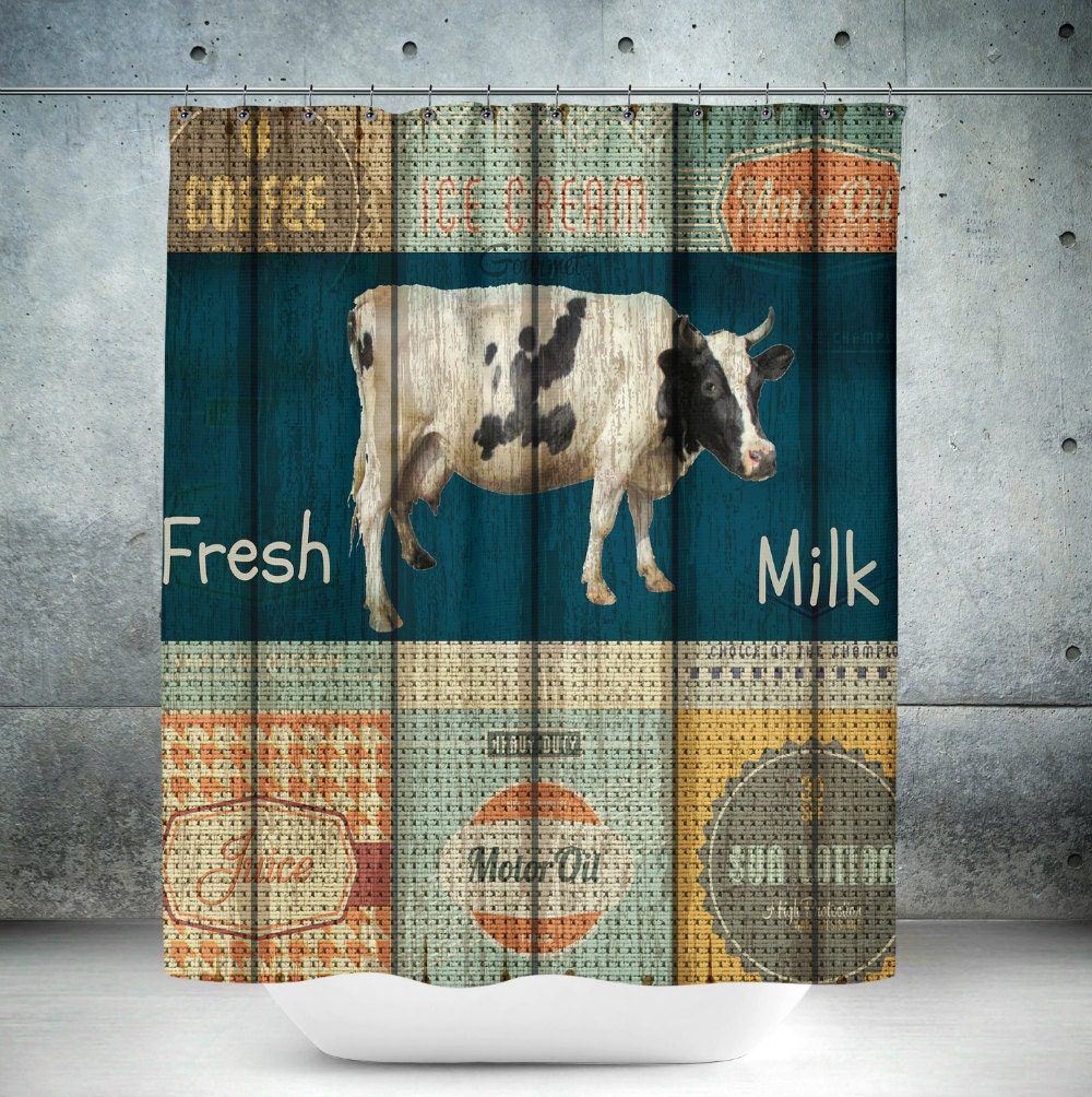 Primitive Rustic Shower Curtain Vintage Inspired by FolkandFunky