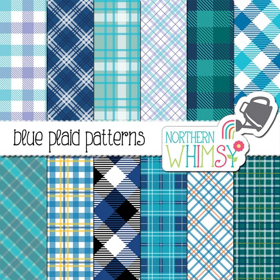 Blue Plaid Digital Paper Pack Blue Plaid By Northernwhimsydesign 1689