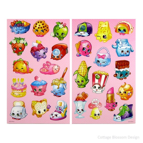 Shopkins Stickers Cute Face Food Character Kid's Craft