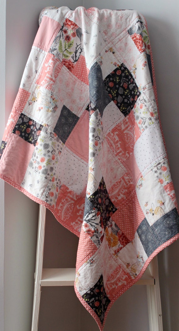 Baby Quilt HandmadePink & Grey Nursery Baby Girl Quilt