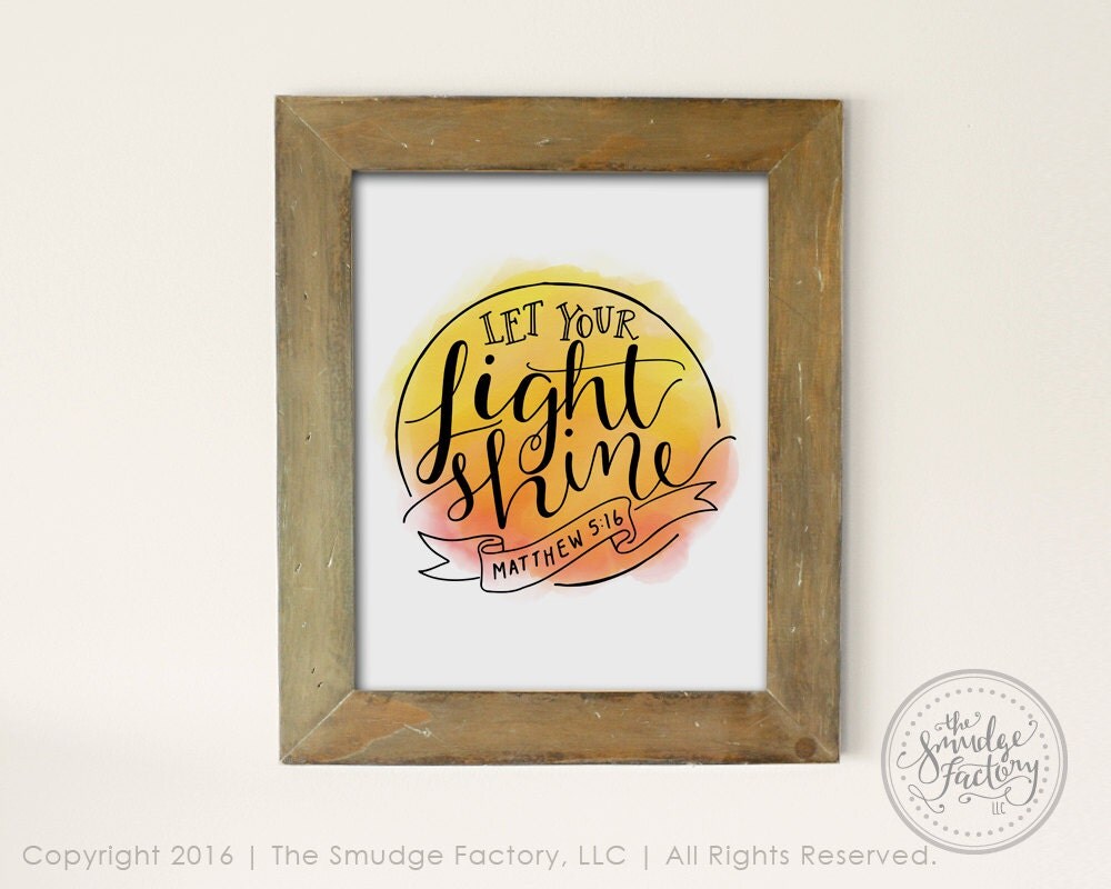 Let Your Light Shine Printable File Matthew by TheSmudgeFactoryLLC