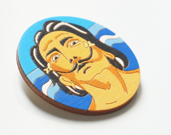 Salvador Dali // Wooden brooch is covered with ECO paint // Laser Cut // 2016 Best Trends // Fresh Gifts //Style// Masterpieces Of Painting