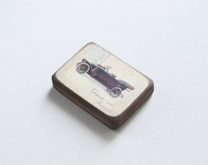 Car // Wooden magnet in the technique of decoupage rustic, shabby chic and vintage // Fresh Home Decor