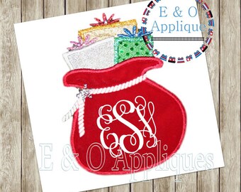 Santa Embroidery Design - Santa Sack Applique - Santa Applique Design - Santa Sack Embroidery Design - Christmas Embroidery Design - Gifts