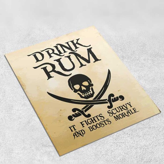 Drink Rum It Fights Scurvy Pirate Art Print Poster