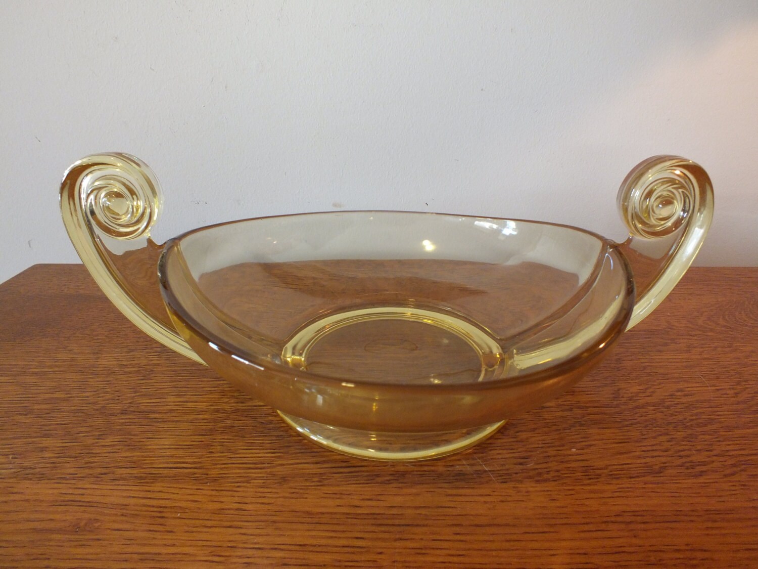Fostoria Scroll Yellow Topaz Console Bowl Glass 2395 Art