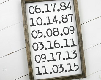 Important Dates Sign Wooden Wood Framed Sign Industrial Country Wood Sign