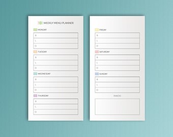 Midori Inserts Menu Planner Travelers Notebook Midori Insert Meal Plan Midori Planner Midori Printable PDF Food Plan Instant Download