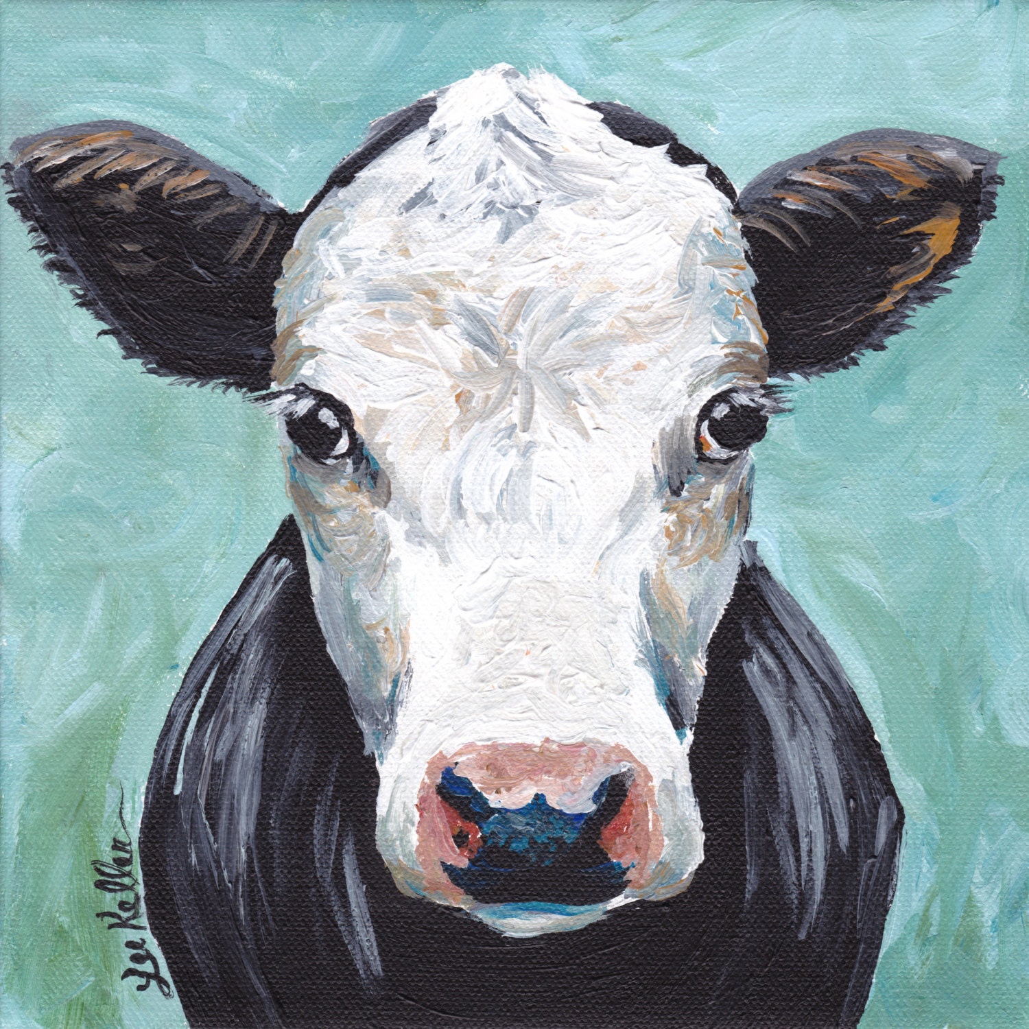 Cow art print cow decor from original canvas cow painting.