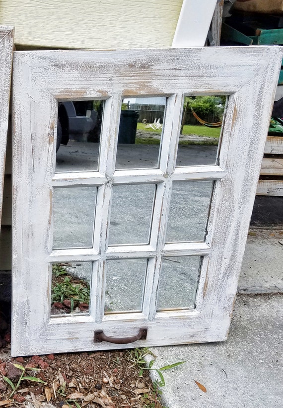 SALE Rustic Farmhouse Window Mirror / Window Pane Mirror / - Rustic Farmhouse Window Mirror / Window Pane Mirror / Shabby Chic Mirror /  Large