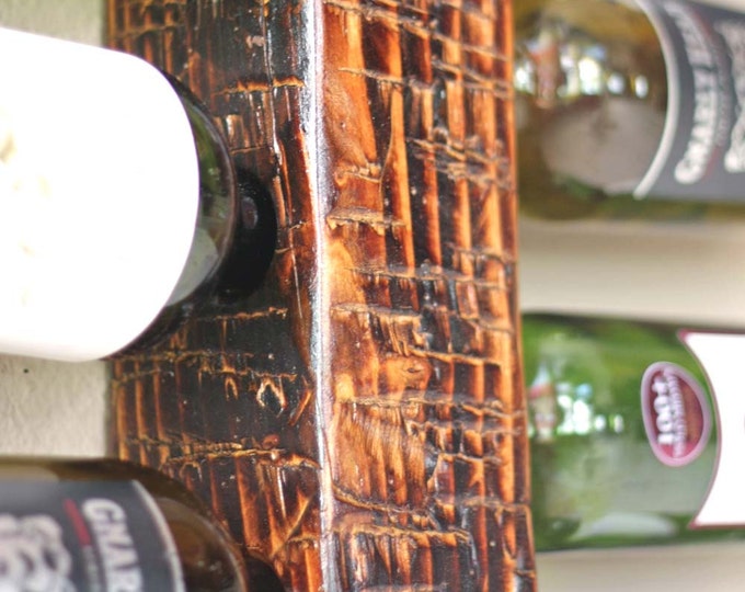 22" Rustic Wine Rack | Wood Wine Rack | Vertical Wall Wine Display | 10 Bottles