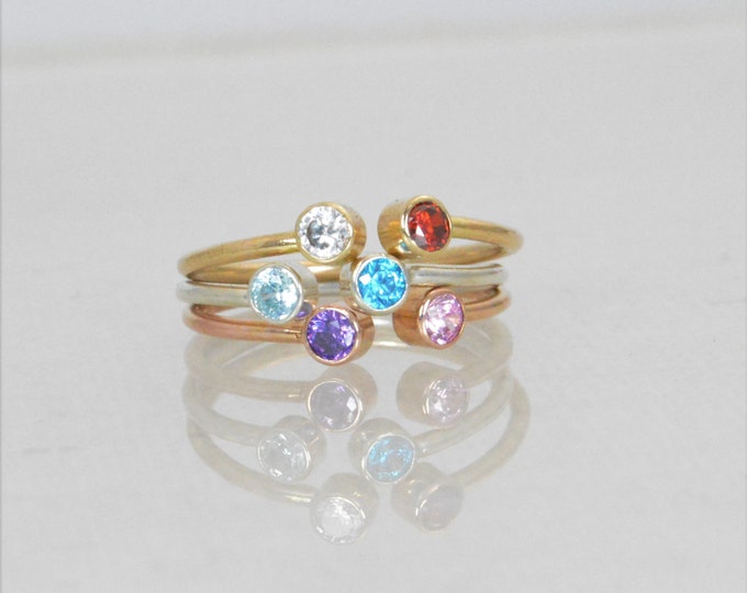 Dual Stone Ring, Cuff Ring, Gold Birthstone Ring, Stacking Ring, Couples Ring, Mothers Ring, Two Stone Ring, Mothers Jewelry, Horseshoe Ring