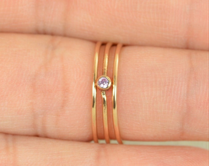 Tiny Rose Gold Filled Pink Tourmaline Ring, Rose Gold Tourmaline Ring, Pink Tourmaline Stacking Ring, Pink Mother Ring, October Birthstone