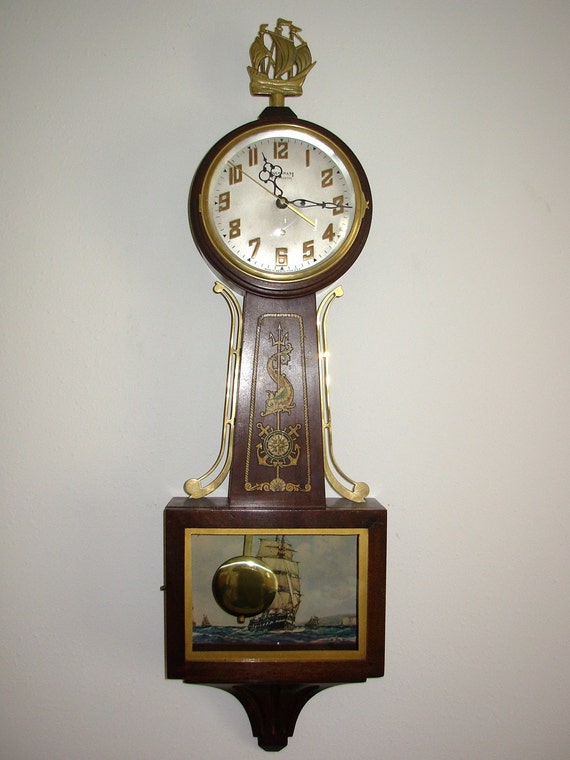 Vintage Ingraham Nautical Banjo Pendulum Clock