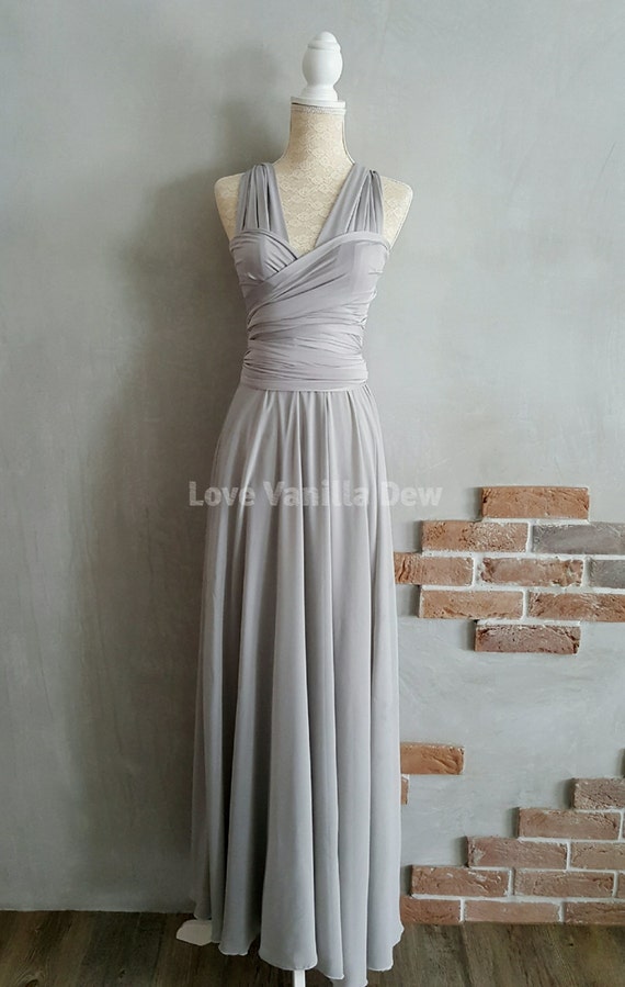 Bridesmaid Dress Infinity Dress Light Grey with Chiffon