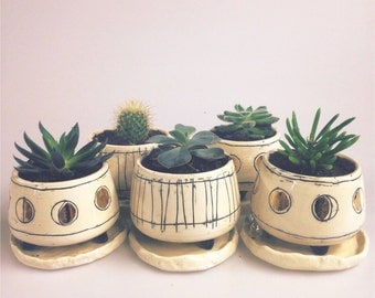MADE TO ORDER*** Moon phase handmade boho ceramic planter