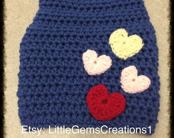 XSmall dog sweater: chihuahua, shiztu, yorkie new handmade HEARTS